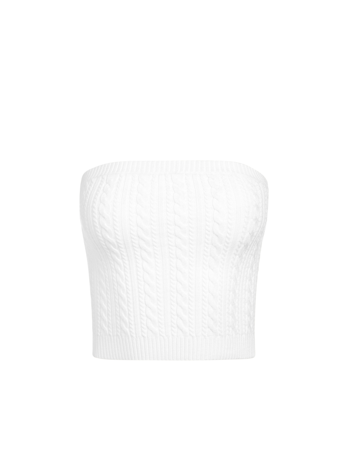 IZZIE CABLEKNIT TUBE TOP - SOFT WHITE image 5 - ALICE + OLIVIA