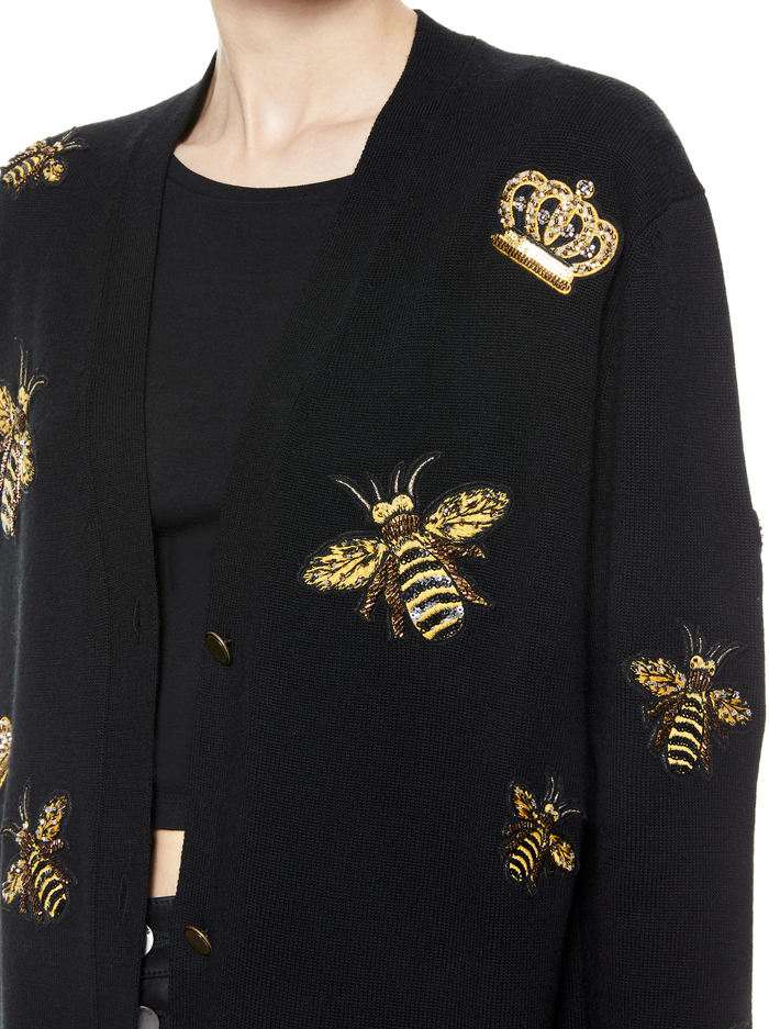 BRADFORD GRANDPA CARDIGAN - BLACK/MULTI image 3 - Alice And Olivia