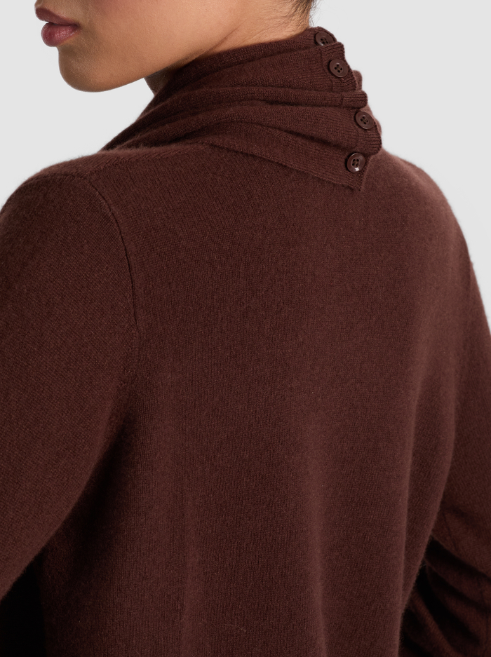 JULES CASHMERE DRAPED PULLOVER - DARK CHOCOLATE image 3 - Alice And Olivia