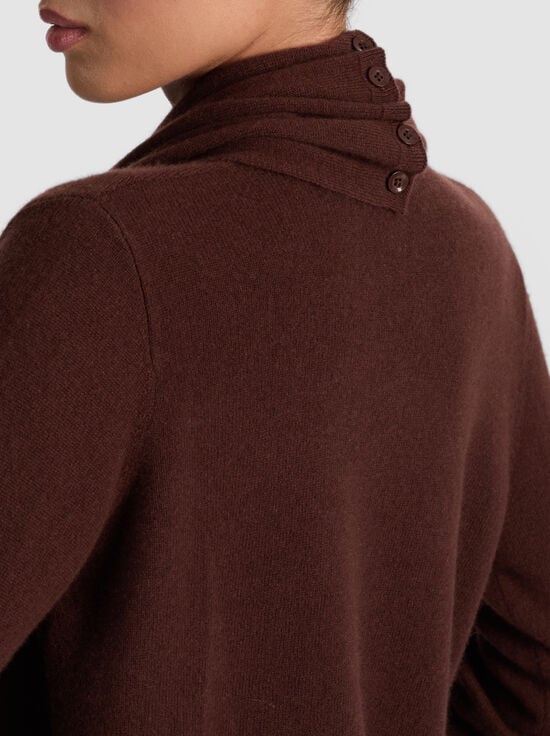 DARK CHOCOLATE-JULES CASHMERE DRAPED PULLOVER
