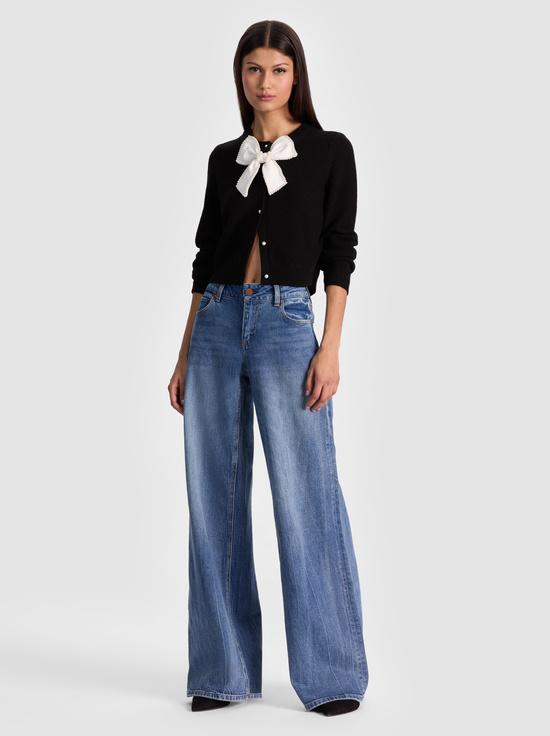 BLACK/SOFT WHITE-DOLLIE EMBELLISHED CARDIGAN