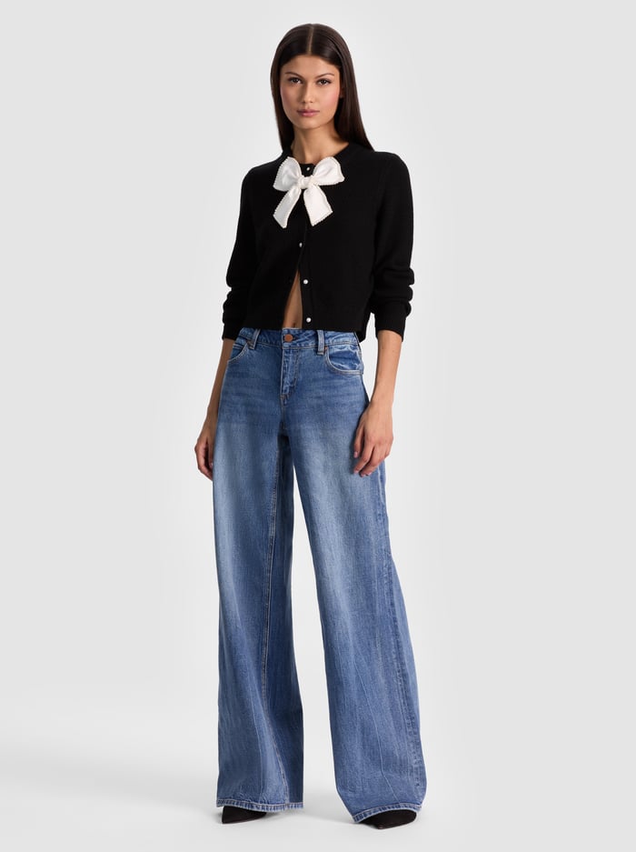 DOLLIE EMBELLISHED CARDIGAN - BLACK/SOFT WHITE image 1 - Alice And Olivia
