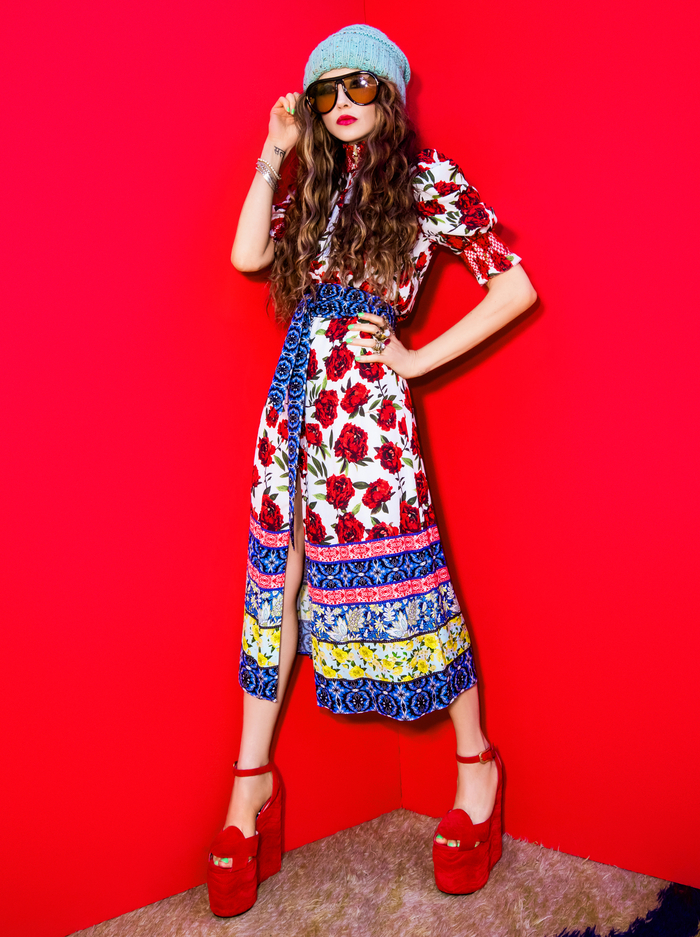 SILVA FLORAL MOCK NECK MIDI DRESS - FRENCH QUARTERS MULTI image 6 - Alice And Olivia