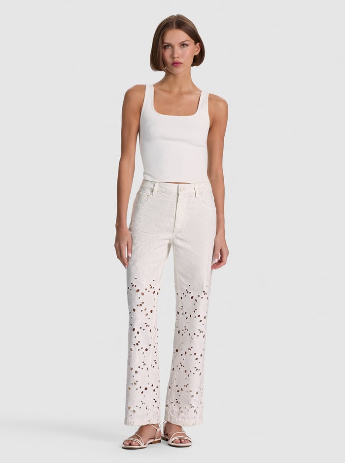 CHIC LASER-CUT JEAN - OFF WHITE image 1 - ALICE + OLIVIA