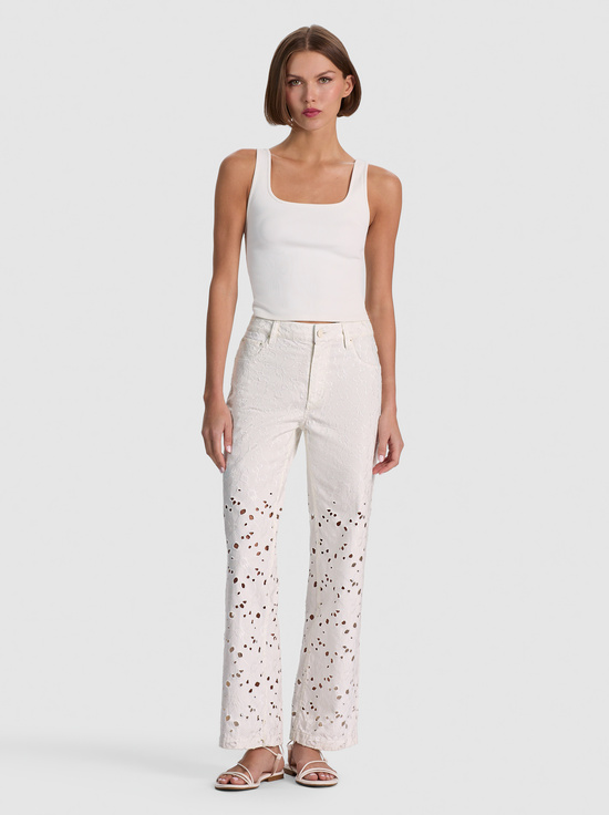 OFF WHITE-CHIC LASER-CUT JEAN