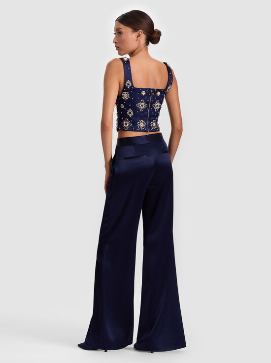 MIDNIGHT BLUE-LILIANNA EMBELLISHED CORSET TOP