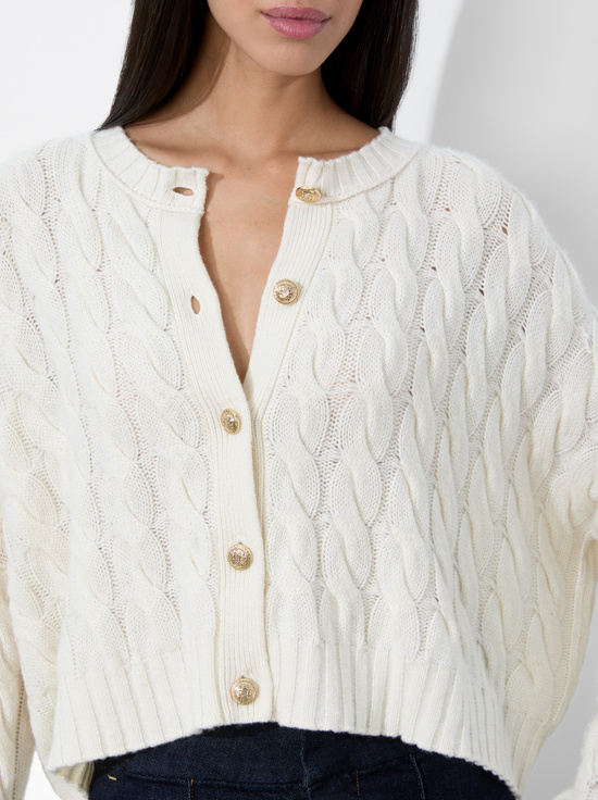 ECRU-CECILIE CABLEKNIT CARDIGAN