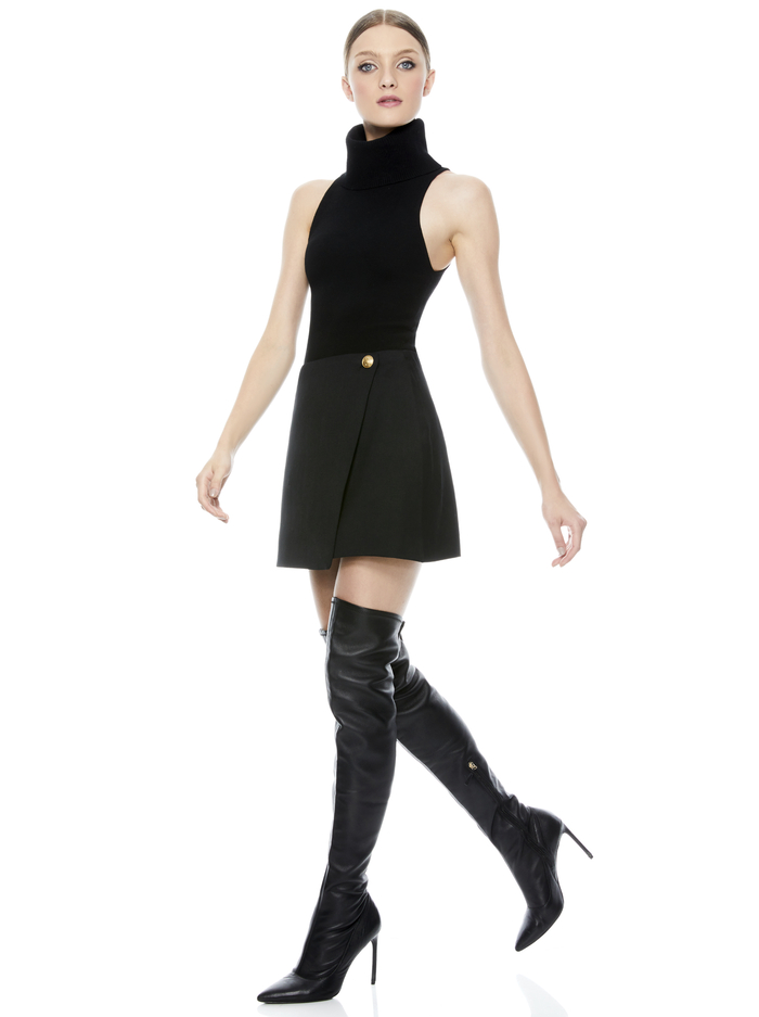 RENNA BUTTON FRONT SKIRT - BLACK image 2 - Alice And Olivia