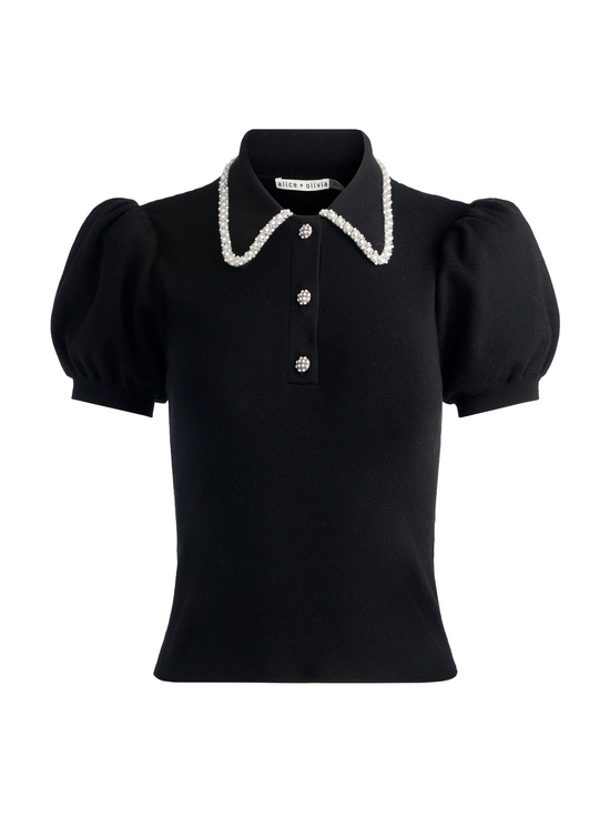 BLACK-RAMONA EMBELLISHED POLO