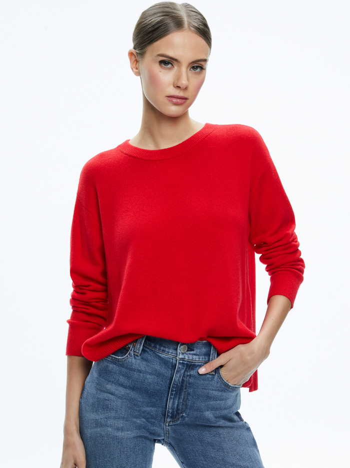 ANGIE PULLOVER - BRIGHT RUBY - Alice And Olivia