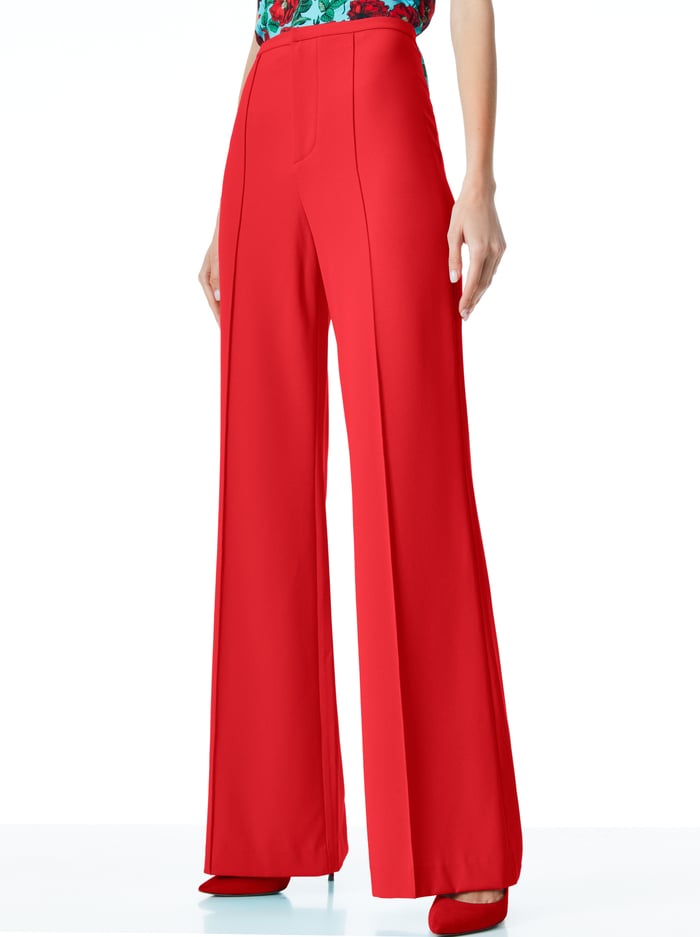 DYLAN HIGH WAISTED WIDE LEG PANT - BRIGHT POPPY - Alice And Olivia