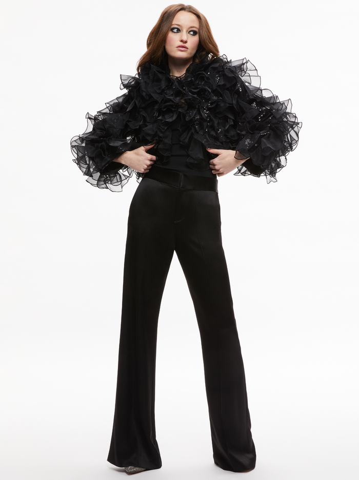 BRITTON RUFFLED CROPPED JACKET - BLACK image 4 - Alice And Olivia