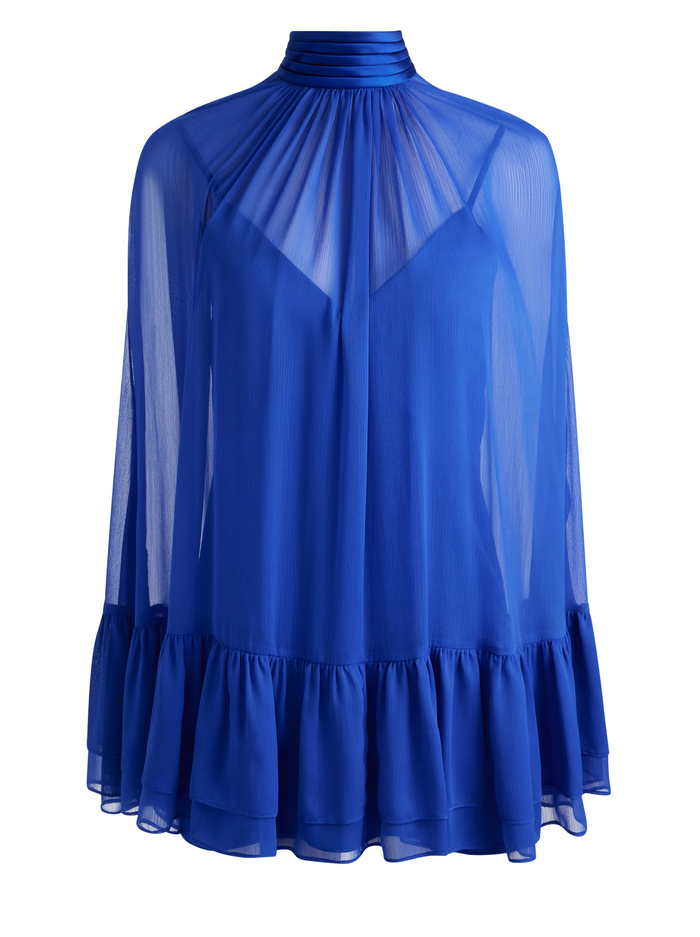 ZENON CAPE MINI DRESS - ROYAL image 5 - Alice And Olivia
