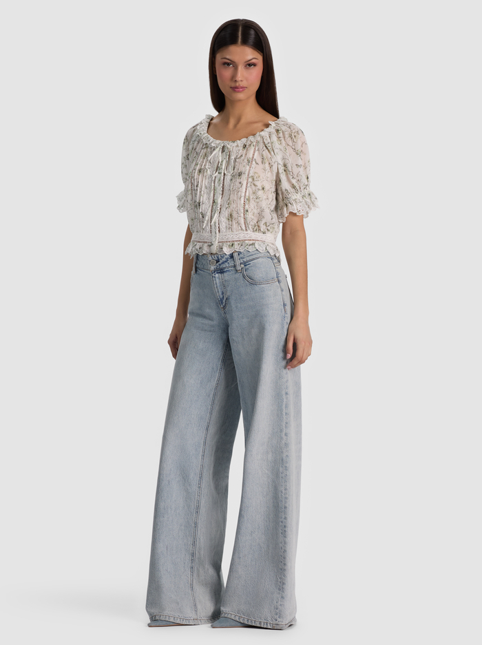 MCLAINE PUFF SLEEVE BLOUSE - FLOWER SHOP LIGHT SAGE image 4 - ALICE + OLIVIA