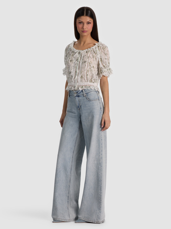 FLOWER SHOP LIGHT SAGE-MCLAINE PUFF SLEEVE BLOUSE