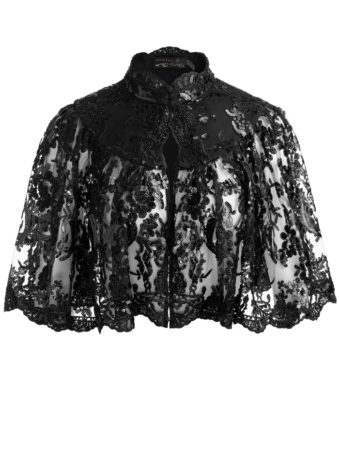 AURELIA EMBELLISHED LACE CAPELET - BLACK image 6 - Alice And Olivia