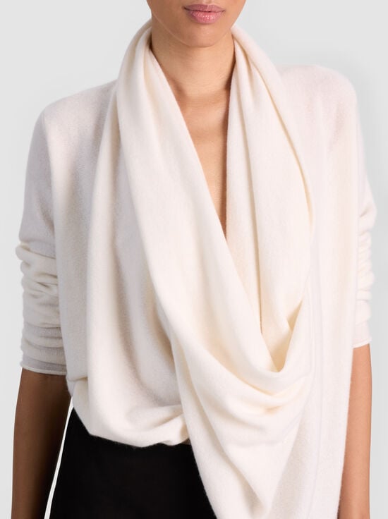 ECRU-JULES CASHMERE DRAPED PULLOVER