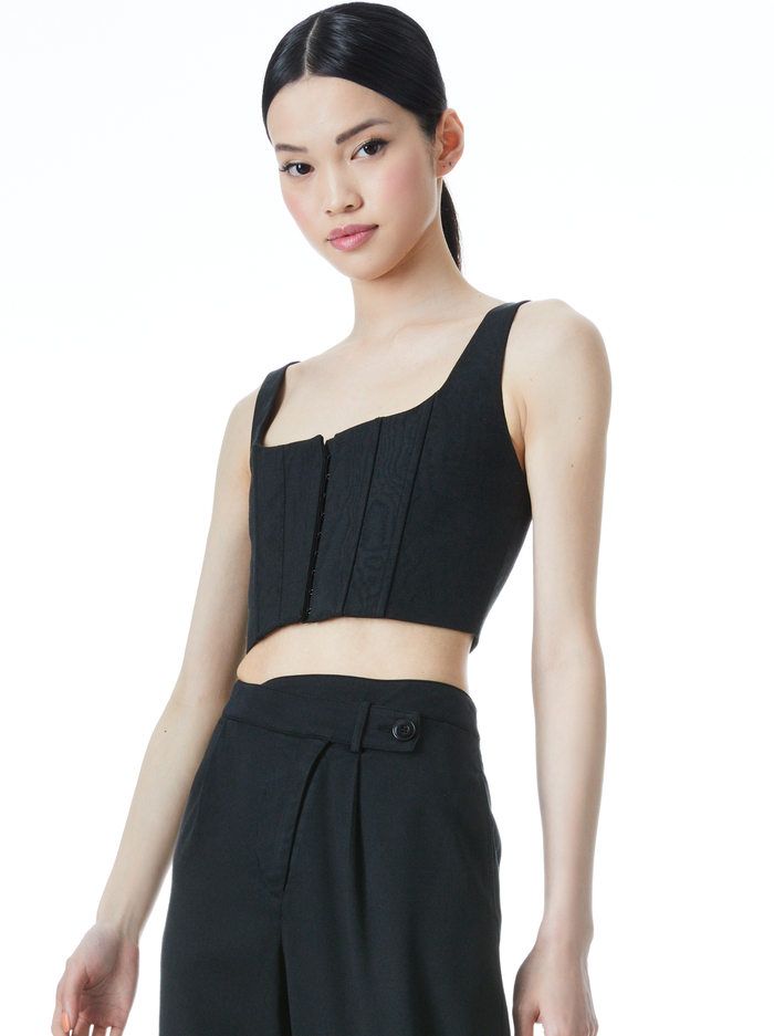 BRESLIN BONED CORSET TOP - BLACK - Alice And Olivia