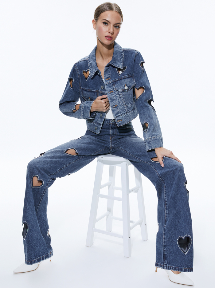 KARRIE EMBELLISHED HEART JEAN - TRUE BLUES DARK image 4 - Alice And Olivia