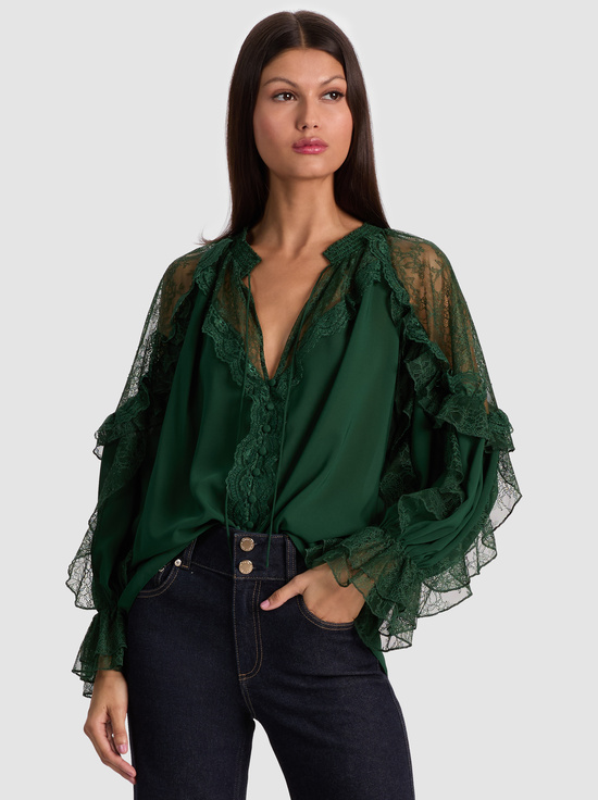 GREEN MYSTIQUE-ALEENA LACE BLOUSE