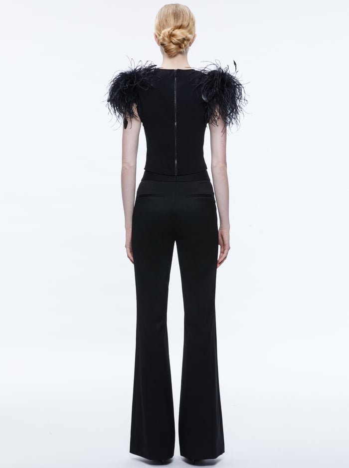 TAMICA FEATHER DETAIL TOP - BLACK image 1 - Alice And Olivia