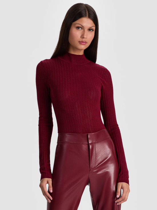 OXBLOOD-LANIE POINTELLE PULLOVER