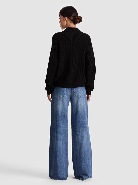 BLACK-HOLDEN FOLDBACK CARDIGAN