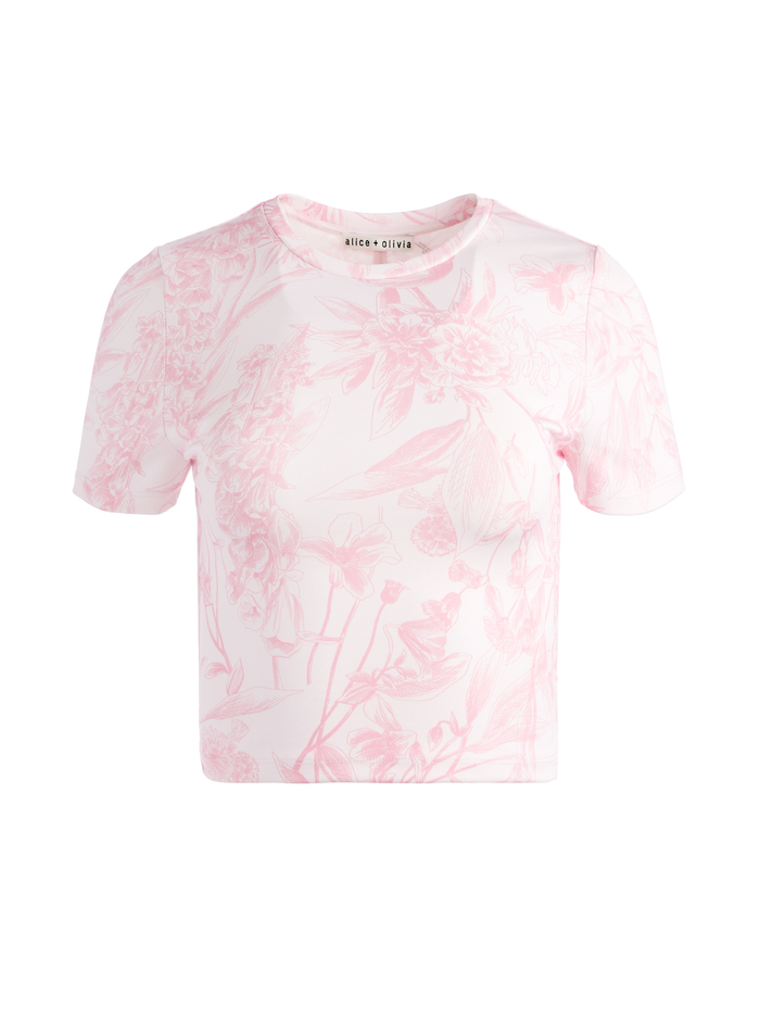 CINDY PICKLEBALL CROPPED TEE - VIGNETTE SHELL PINK image 3 - Alice And Olivia