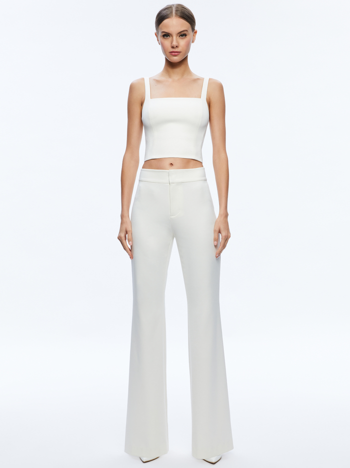 DEANNA HIGH WAISTED BOOTCUT PANT - ECRU image 2 - Alice And Olivia