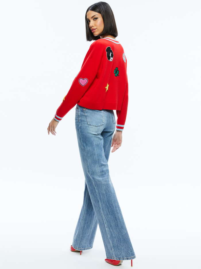 STACEFACE PULLOVER - BRIGHT RUBY/STRIPE image 1 - Alice And Olivia