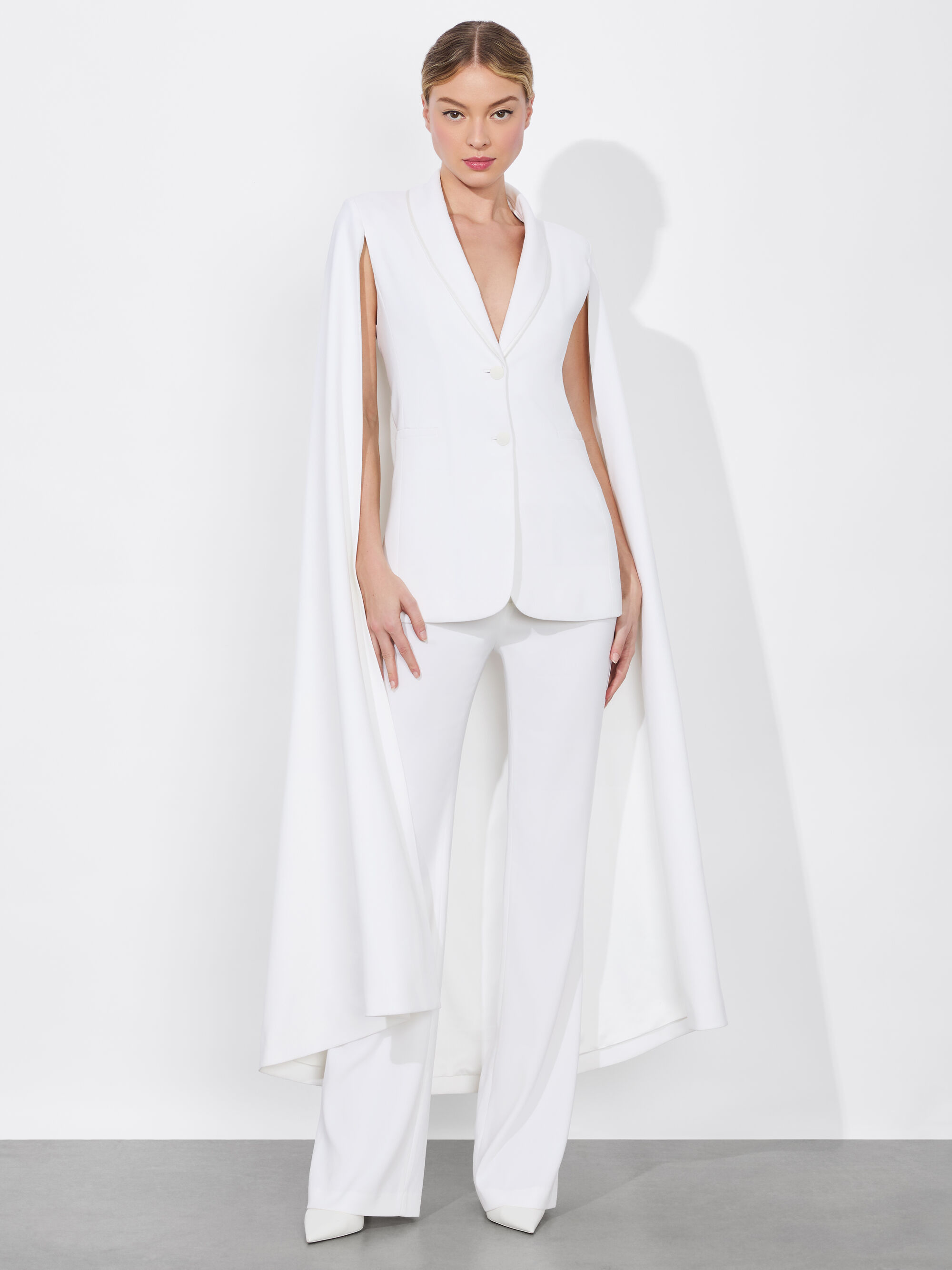 Alice + Olivia Esther Velvet Cape Blazer in Black