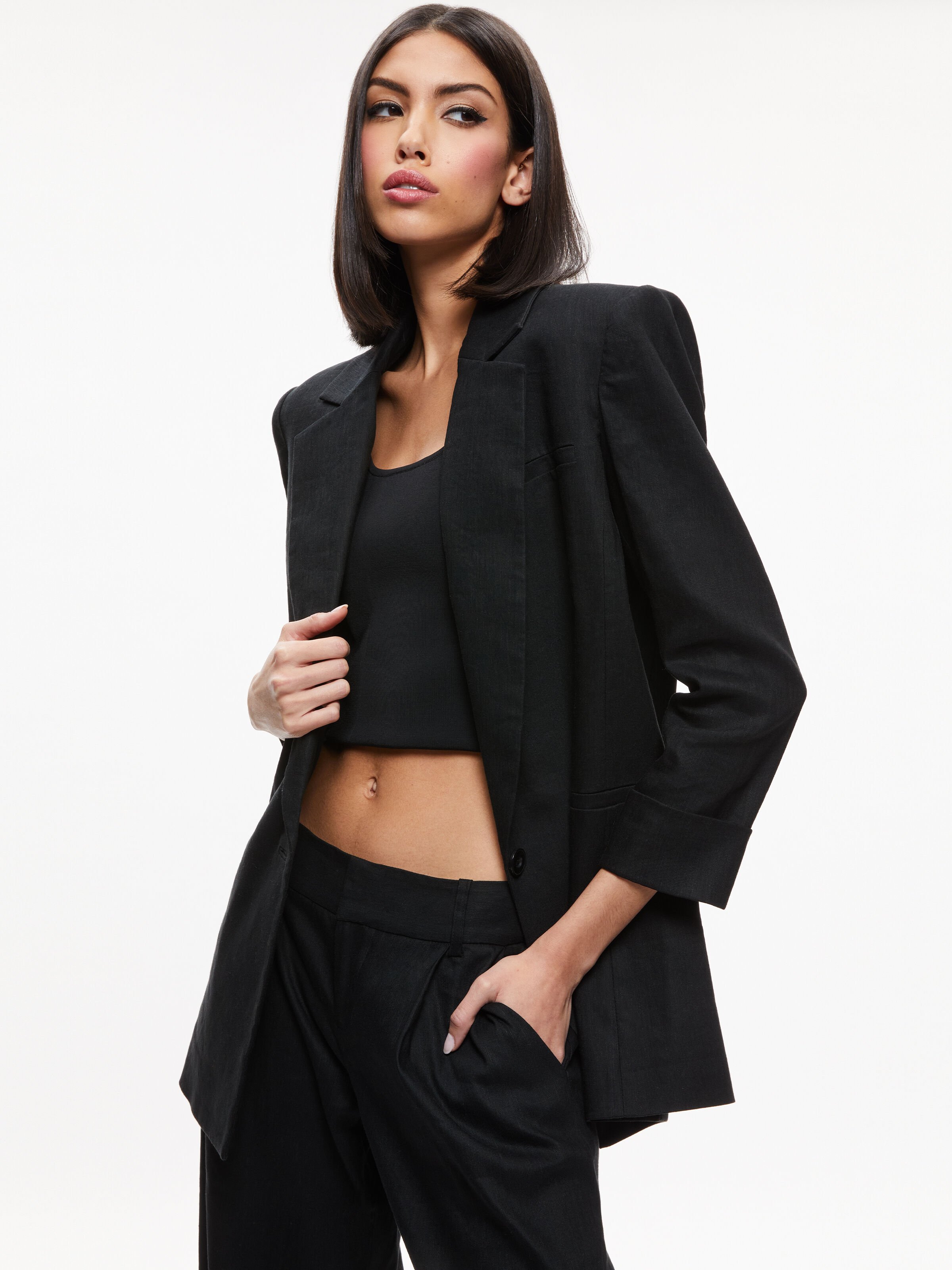 Black Shan Blazer Eric Low Rise Pant Alice Olivia Alice Olivia