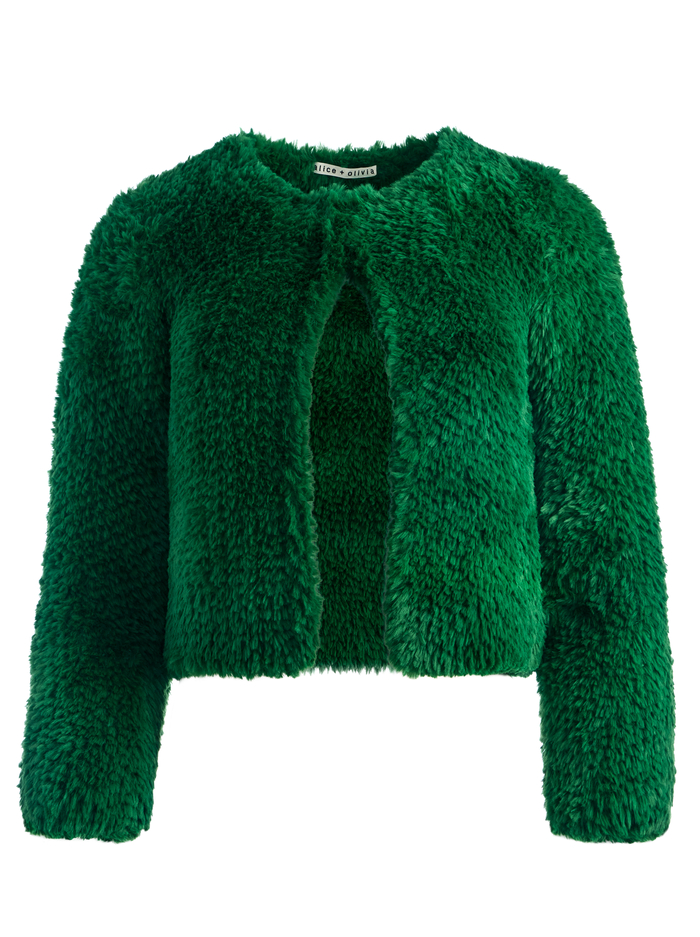 FAWN FAUX FUR JACKET - DEEP EMERALD image 5 - ALICE + OLIVIA
