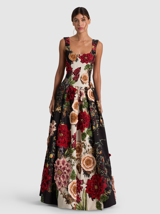 FLORAL RADIANCE-MAXINE EMBELLISHED DROP WAIST GOWN