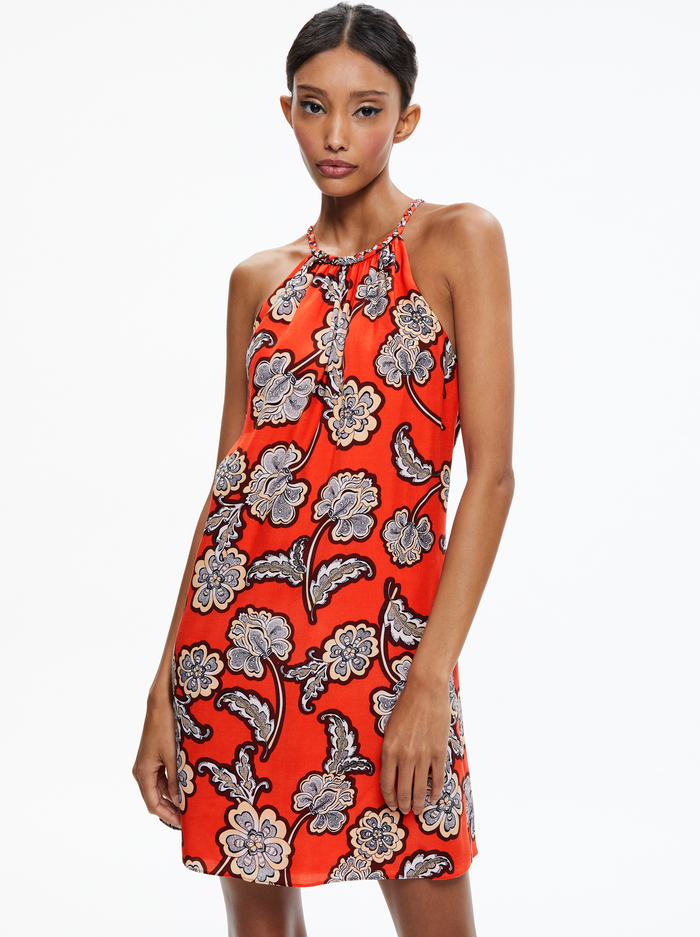 QUINN BRAIDED HALTERNECK MINI DRESS - LANDMARK image 2 - Alice And Olivia
