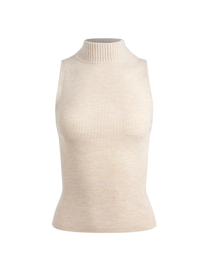 DARCEY TURTLENECK SWEATER TANK - ALMOND HEATHER image 5 - Alice And Olivia