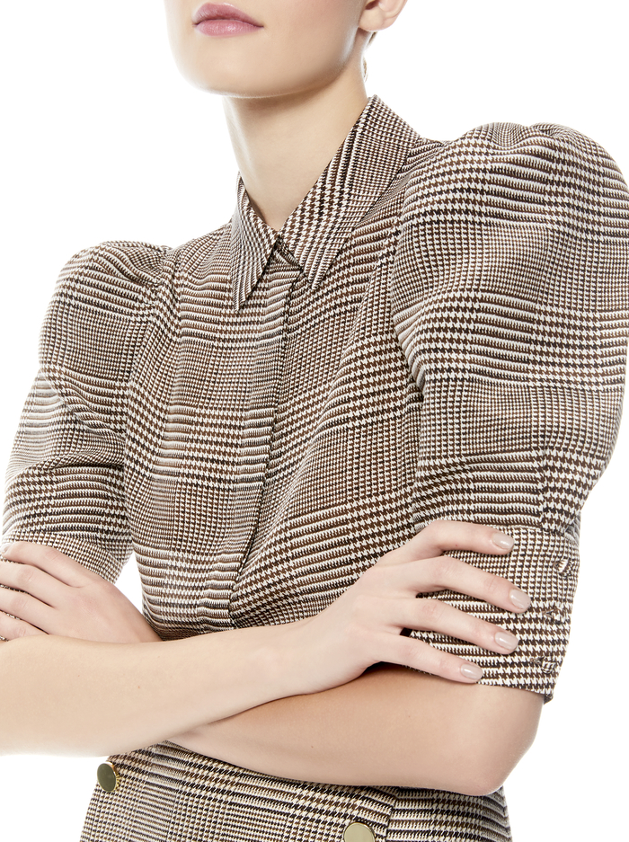 WILLA SCRUNCH SLEEVE TOP - AFTERGLOW PLAID image 3 - Alice And Olivia