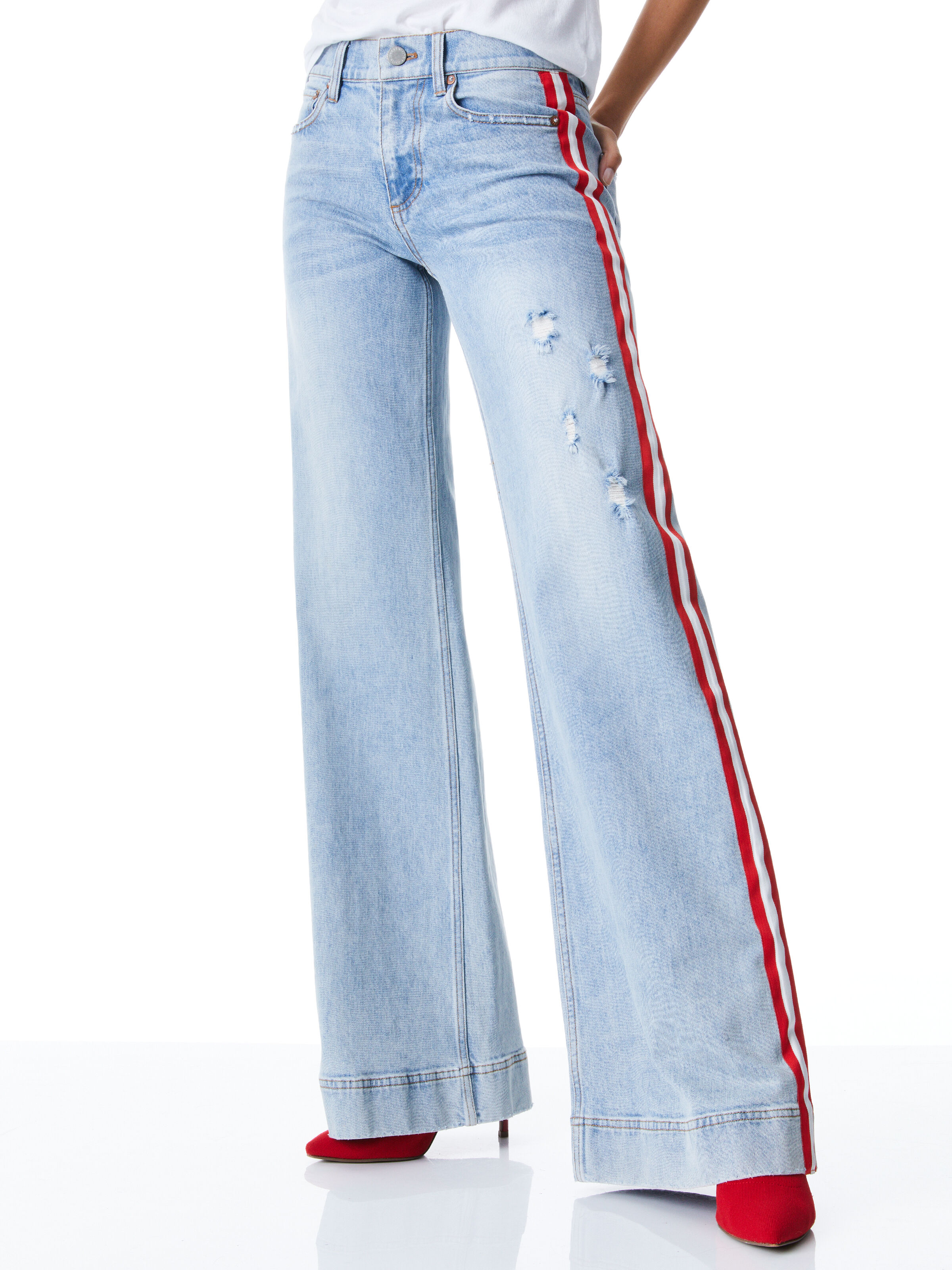 アリス Alice + Olivia Parker Denim Wide-Leg Crop Jeans | Saks Fifth