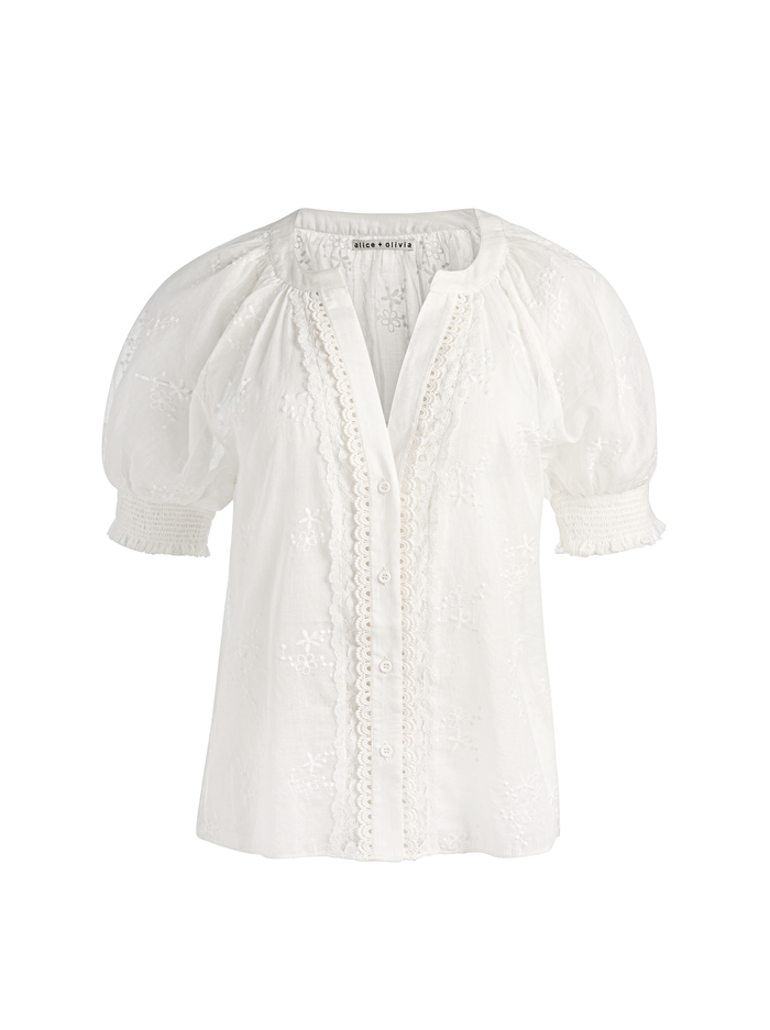THALIA BUTTON DOWN BLOUSE - OFF WHITE image 5 - ALICE + OLIVIA