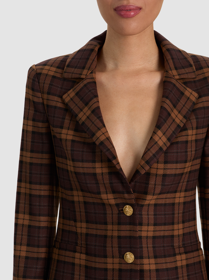 MACEY CROPPED FITTED BLAZER - DARK CHOCOLATE/CAMEL image 3 - ALICE + OLIVIA