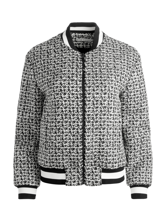 FELISA VARSITY BOMBER JACKET - BLACK/OFF WHITE image 5 - Alice And Olivia
