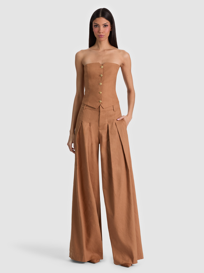 KELCEY STRAPLESS LINEN VEST - TAN image 1 - ALICE + OLIVIA