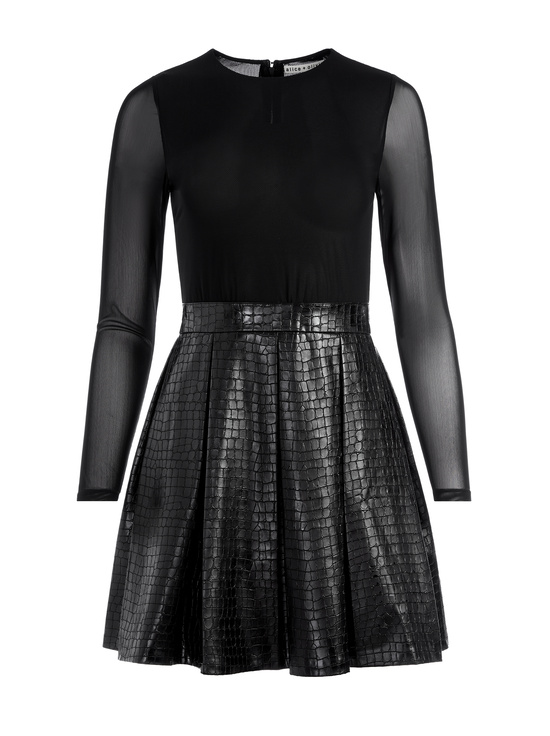 BLACK-CHARA VEGAN MINI DRESS
