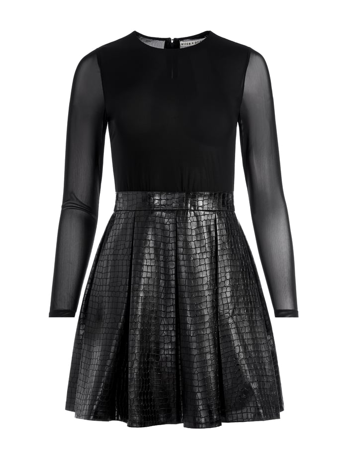CHARA VEGAN MINI DRESS - BLACK image 5 - Alice And Olivia