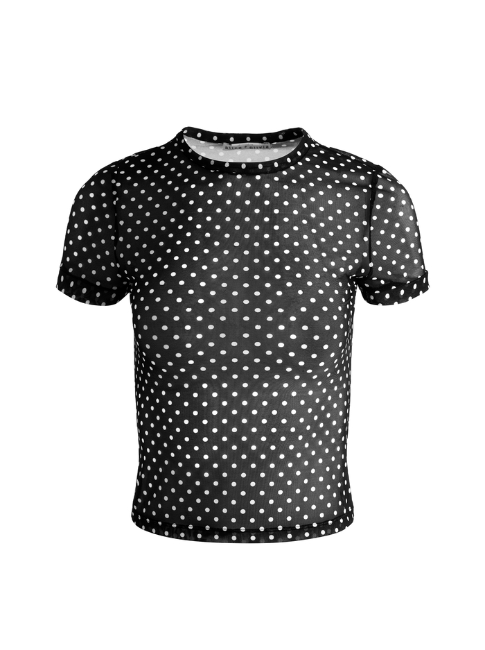 TESS TEE - BLACK/OFF WHITE POLKA DOT image 5 - Alice And Olivia