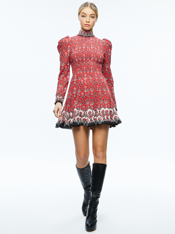 ELVIRA SMOCKED BODICE MINI DRESS - ALLURE MEDALLION image 4 - Alice And Olivia