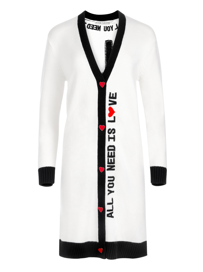 A+O X THE BEATLES BRADFORD MAXI CARDIGAN - ECRU MULTI image 6 - Alice And Olivia