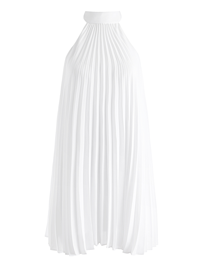 AVIANA HALTERNECK SUNBURST PLEAT MINI DRESS - WHITE image 5 - Alice And Olivia