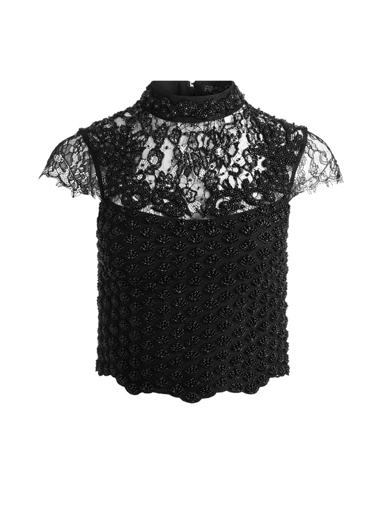 BLACK-PRIA EMBELLISHED TOP