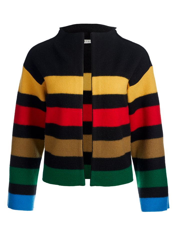 PEARSON STRIPED SWEATER JACKET - BLACK MULTI image 6 - Alice And Olivia